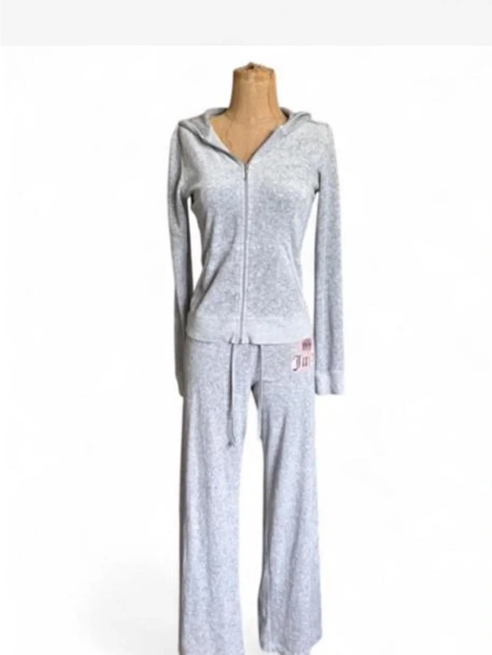 Vtg Grey Juicy Suit with Pink Patches